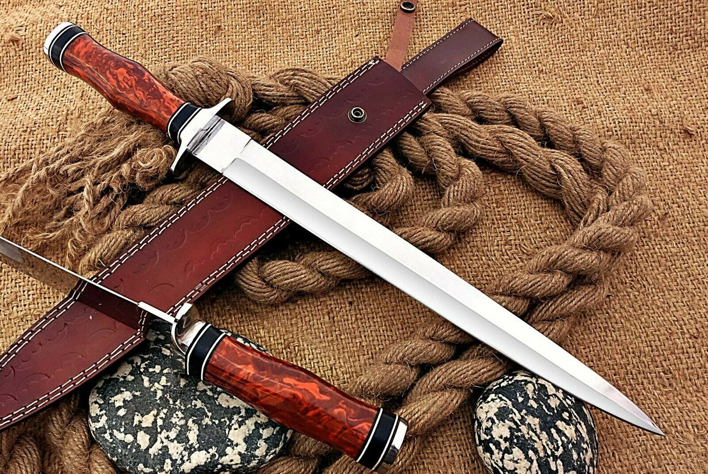 HS-1104 | Custom Handmade Steel D2 Fighter Hunting Combat Mini Sword knife With Resin Handle