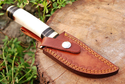 HS-502 Custom Handmade Damascus Hunting Knife With Camel Bone  Handle
