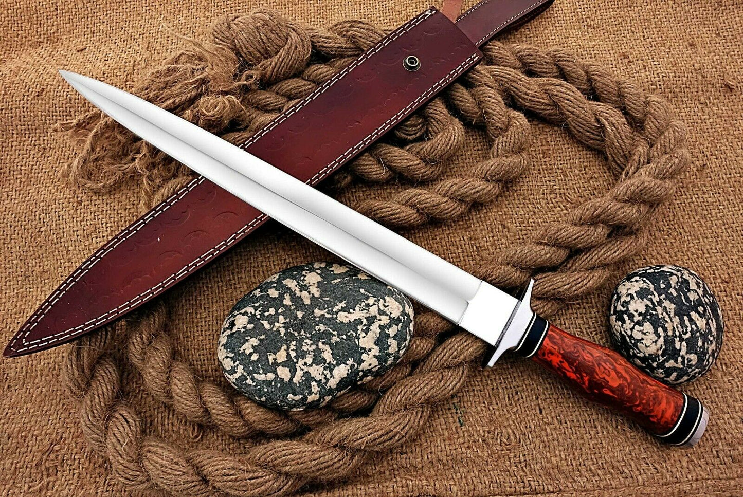 HS-1104 | Custom Handmade Steel D2 Fighter Hunting Combat Mini Sword knife With Resin Handle