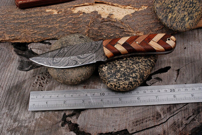 HS-501 Custom Handmade Damascus Hunting/Skinner Knife With Camel Bone  Handle