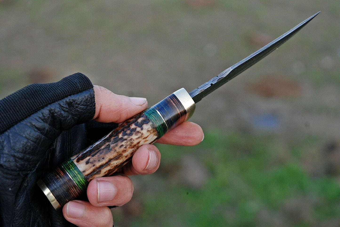 HS-498 Custom Handmade Damascus Hunting Knife With Stag Horn Handle