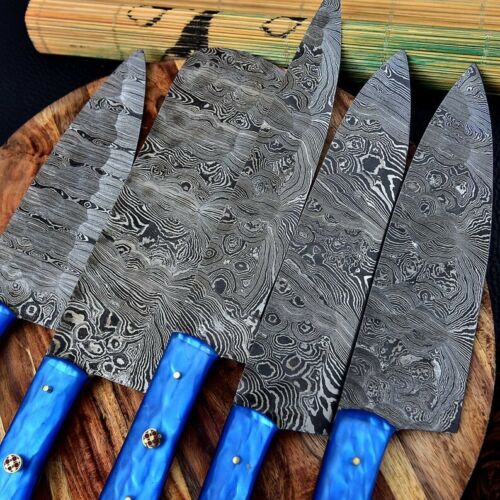 HS-155 Custom Handmade HAND FORGED DAMASCUS STEEL CHEF KNIFE Set Kitchen Knives Set