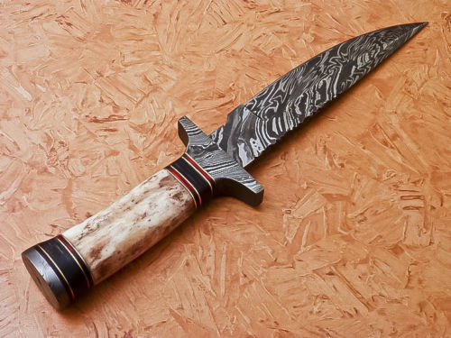 HS-539  Custom Handmade Damascus Hunting Knife With Colored Camel Bone Handle
