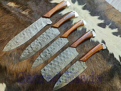 HS-183 Custom Handmade Damascus Steel Chef-Kitcehn knife - Aweosme Wood Handle