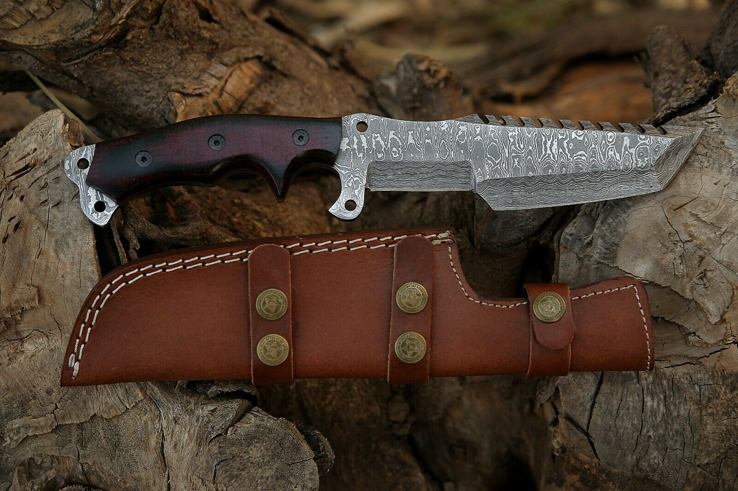 HS-369 '' Damascus Steel Handmade Tracker Knife, Best Survival Knife, Custom Knife