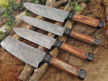 Load image into Gallery viewer, HS-235 Custom Handmade Damascus Kitchen-Chef Knives Set Lot Of Four Pecs With Camel Bone Handle
