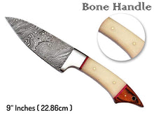 Load image into Gallery viewer, HS-249 Custom Handmade Damascus Kitchen-Chef Knives Set Lot Of Six Pecs With Bone + Hard Wood Handle
