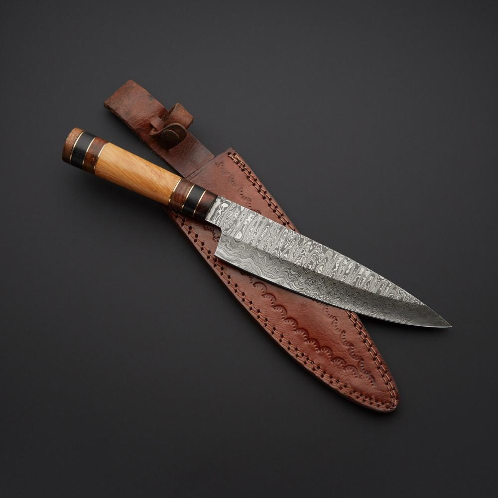 HS-299  Custom Handmade Damascus Kitchen/Chef Knife - Wood Handle - Best Price