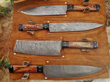 Load image into Gallery viewer, HS-235 Custom Handmade Damascus Kitchen-Chef Knives Set Lot Of Four Pecs With Camel Bone Handle
