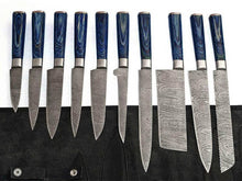 Load image into Gallery viewer, HS-251 Custom Handmade Damascus Kitchen-Chef Knives Set Lot Of Ten Pecs With Hard Wood Handle
