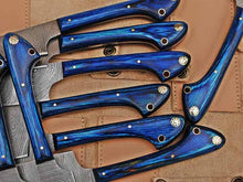 Load image into Gallery viewer, HS-236 Custom Handmade Damascus Kitchen-Chef Knives Set Lot Of Nine Pecs With Camel Bone Handle
