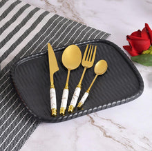 Load image into Gallery viewer, HS Cutlery | Stainless Steel Cutlery Set Gold-Dinner Table Spoons- Gold Plated 4 Pcs Set
