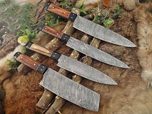 Load image into Gallery viewer, HS-235 Custom Handmade Damascus Kitchen-Chef Knives Set Lot Of Four Pecs With Camel Bone Handle
