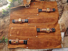Load image into Gallery viewer, HS-235 Custom Handmade Damascus Kitchen-Chef Knives Set Lot Of Four Pecs With Camel Bone Handle
