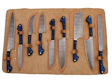 Load image into Gallery viewer, HS-236 Custom Handmade Damascus Kitchen-Chef Knives Set Lot Of Nine Pecs With Camel Bone Handle
