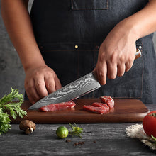 Load image into Gallery viewer, HS-175 Custom Handmade Damascus Six Pecs Kitchen/Chef Knives - Hard Wood Handle
