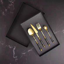 Load image into Gallery viewer, HS Cutlery | Stainless Steel Cutlery Set Gold-Dinner Table Spoons- Gold Plated 4 Pcs Set
