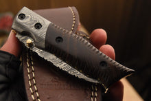Load image into Gallery viewer, Custom Handmade Damascus Folding/Pocket Knife Liner Lock With Wood Handle
