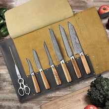 Load image into Gallery viewer, HS-178 Custom Handmade Damascus Eight Pecs Kitchen/Chef Knives - Wood Handle
