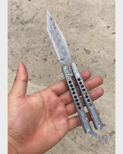Load and play video in Gallery viewer, HS-1142 | Custom Handmade Full Damascus Balisong butterfly Knife Best Christmas Gifts 🎁
