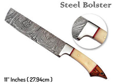 Load image into Gallery viewer, HS-249 Custom Handmade Damascus Kitchen-Chef Knives Set Lot Of Six Pecs With Bone + Hard Wood Handle
