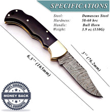Load image into Gallery viewer, Custom Handmade Damascus 6.5 Inch Pocket Knife for Men Best EDC Camping Knife
