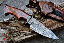 Load image into Gallery viewer, HS-533 Custom Handmade Hunting Knife Bowie Knife Damascus Steel Survival Knife EDC 10'' Overall Walnut Wood with Sheath
