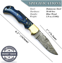 Load image into Gallery viewer, Custom Handmade Damascus 6.5 Inch Pocket Knife for Men Best EDC Camping Knife
