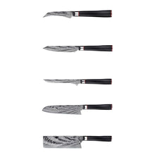 Load image into Gallery viewer, HS-179 Custom Handmade Damascus Nine Pecs Kitchen/Chef Knives - Black Handle
