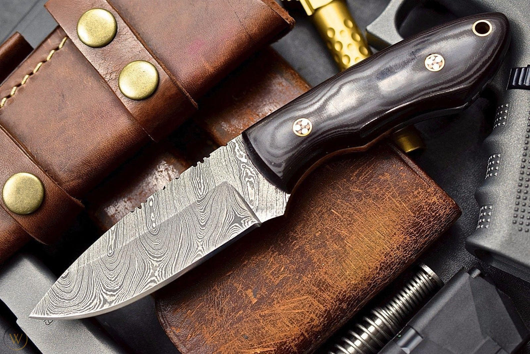 HS-825 Custom Handmade Damascus Skinner Knife With Hard Wood Handle