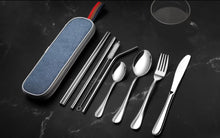 Load image into Gallery viewer, HS Cutlery | Custom Made Portable Stainless Steel Camping Traveling Utensils (Silver)
