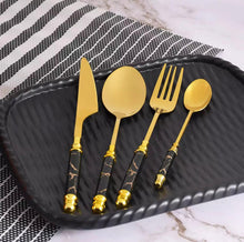 Load image into Gallery viewer, HS Cutlery | Stainless Steel Cutlery Set Gold-Dinner Table Spoons- Gold Plated 4 Pcs Set
