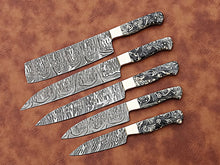 Load image into Gallery viewer, HS-173 Custom Handmade Damascus Five Pecs Kitchen/Chef Knives Set- Resin Handle

