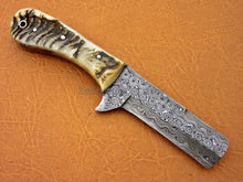 Load image into Gallery viewer, HS-974 Custom Handmade Cowboy Bull cutter knife Ram Horn Handle USA Made Gift For Him

