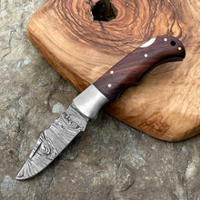 Load image into Gallery viewer, Custom Handmade Damascus Steel Pocket Folding Knife - Beautiful Wood Handle
