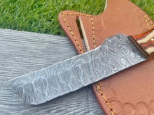 Load image into Gallery viewer, HS-982 Hand Forged Damascus Steel Bull Cutter Cowboy Knife, Rasp Knife w/ Pure Leather Cover–Anniversary Gift, Gift For Him, Cowboy Bull Cutter
