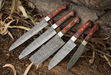 Load image into Gallery viewer, HS-116 '' Handmade Damascus Steel Chef Knives Set of 5 Pieces, Best Kitchen Knives, Personalized Gift, Gift for Chef
