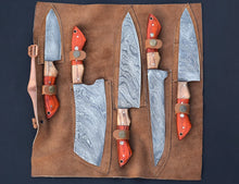 Load image into Gallery viewer, HS-120  '' Handmade Damascus Chef Set, Kitchen Knives, Wedding Gift, Anniversary Gift, Christmas Gift, Birthday Gift, Groomsmen Gift, Gift For Him
