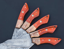 Load image into Gallery viewer, HS-120  '' Handmade Damascus Chef Set, Kitchen Knives, Wedding Gift, Anniversary Gift, Christmas Gift, Birthday Gift, Groomsmen Gift, Gift For Him
