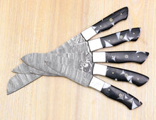 Load image into Gallery viewer, HS-125 '' Custom Handmade Damascus Steel Chef Knife Set 5 pec Set
