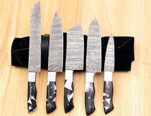 Load image into Gallery viewer, HS-125 '' Custom Handmade Damascus Steel Chef Knife Set 5 pec Set
