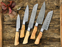 Load image into Gallery viewer, HS-113 &#39;&#39; Japanese Damascus Chef Set of 5 Chef Knife - Kitchen Chef Knife Set Damascus Knife Anniversary Gift For Him
