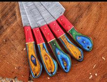 Load image into Gallery viewer, HS-112 &#39;&#39; Chef knife set , Kitchen knife set , Damascus Full Tang knife set ,Set of 5 pieces, Japanese Knife set, Damascus ,Father’s Day Gift.
