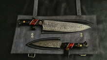 Load image into Gallery viewer, HS-216 Custom Handmade Damascus Kitchen-Chef Knives Set Lot Of Two Pecs With Wood Handle

