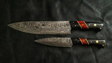 Load image into Gallery viewer, HS-216 Custom Handmade Damascus Kitchen-Chef Knives Set Lot Of Two Pecs With Wood Handle
