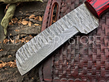 Load image into Gallery viewer, HS-994 Custom handmade Damascus cowboy bull cutter knife hand forged knife gift for him Valentine’s Day gift boy friend gift
