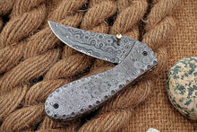 Load image into Gallery viewer, Custom Handmade Damascus Folding-Pocket Knife With Full Damascus Handle
