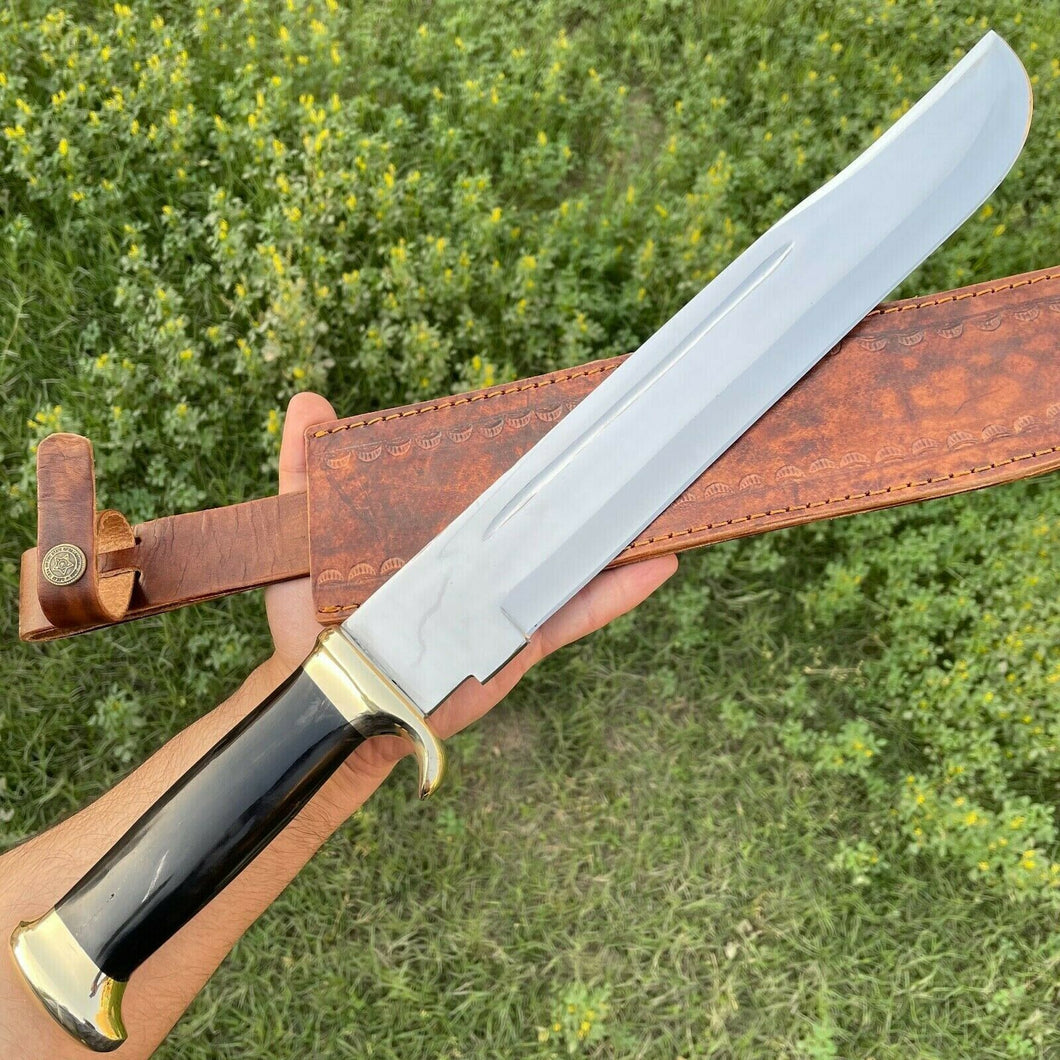 HS-382 '' 20'' Custom Hand Forged D2 Steel Crocodile Dundee Bowie Knife W/Sheath