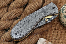 Load image into Gallery viewer, Custom Handmade Damascus Folding-Pocket Knife With Full Damascus Handle
