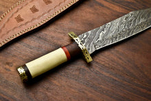 Load image into Gallery viewer, HS-332 | Custom Handmade Damascus Steel Hunitng/Bowie Knife - Camel Bone Handle
